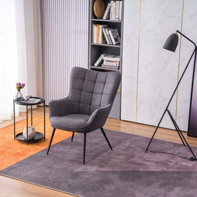 More4Homes Vera Fabric Occasional Living Room Bedroom Modern Metal Legs Accent Chair Armchair (Charcoal) from B&Q