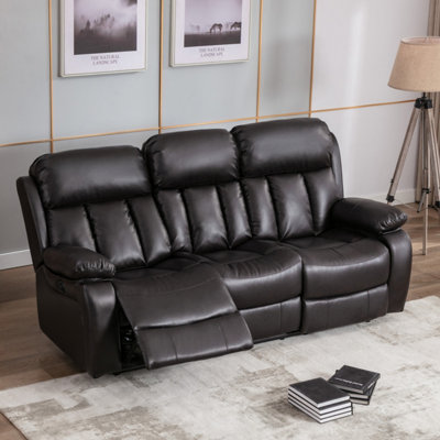 More4homes Chester Electric High Back Luxury Bond Grade Leather Recliner 3 Seater Sofa (Brown) Brown