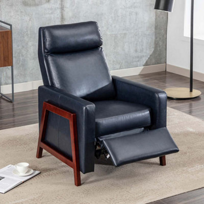 More4Homes Riley Push Back Soft Air Leather Modern Reclining Armchair Accent Home Cinema Recliner Chair Blue from B&Q
