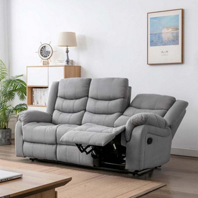 B&Q -  Seattle Manual Fabric Recliner 3 Seater Sofa