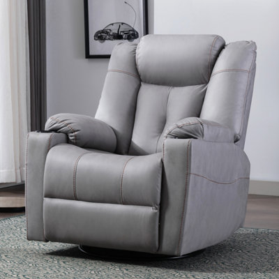 More4homes Afton Fabric Recliner Rocking Swivel Gaming Cinema Lounge Sofa Chair (Grey) Grey