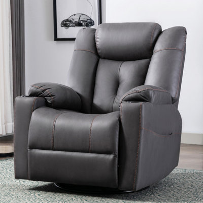 More4homes Afton Fabric Recliner Rocking Swivel Gaming Cinema Lounge Sofa Chair Charcoal Brown/Grey