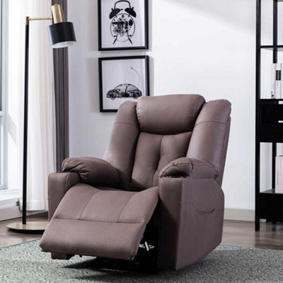More4Homes Afton Electric Fabric Auto Recliner Armchair Gaming Usb Lounge Sofa Chair Brown from B&Q