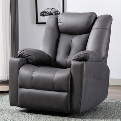 More4homes Afton Electric Fabric Auto Recliner Armchair Gaming Usb Lounge Sofa Chair Charcoal Brown/Grey