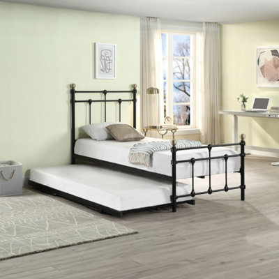 SlumberWorx Bayford Traditional Black Single Metal Bed Frame With Guest Trundle Bed from B&Q