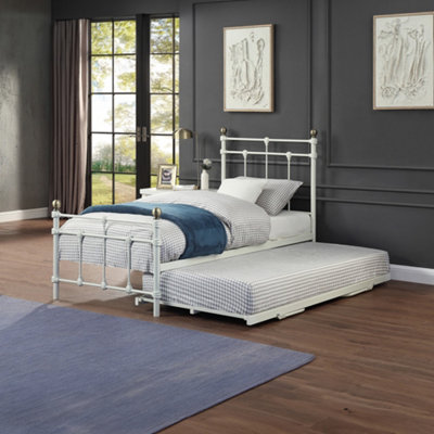 SlumberWorx Bayford Traditional White Single Metal Bed Frame With Guest Trundle Bed from B&Q
