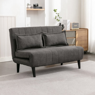 B&Q -  Harper 2 Seater Folding Clic Clac Fabric Sofa Bed In Charcoal