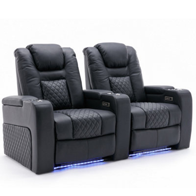 More4Homes Broadway 2 Seater Electric Recliner Cinema Sofa Usb Charging Led Base (Black) from B&Q