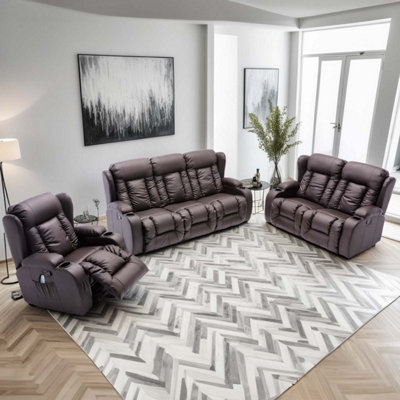 More4homes Caesar Manual Recliner Bonded Leather 1+2+3 Seater Sofa Set (Brown) Brown