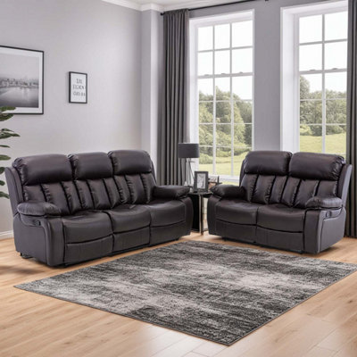More4homes Chester Manual Recliner Bonded Leather 2+3 Seater Sofa Set (Brown) Brown
