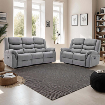 More4homes Seattle Electric Recliner Fabric 2+3 Seater Sofa Set (Grey) Grey