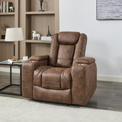 B&Q -  Ashton 1 Seater Fabric Auto Recliner Chair Brown