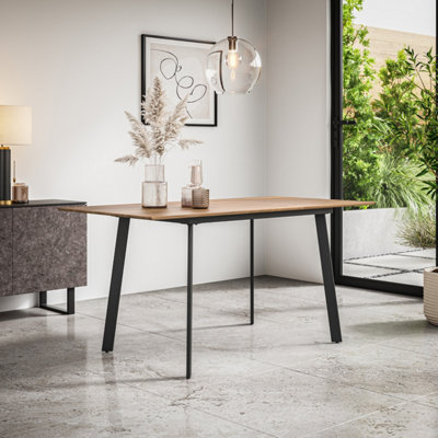 B&Q -  Haydon Extending Dining Table Modern Oak Effect Table Top W Black Legs