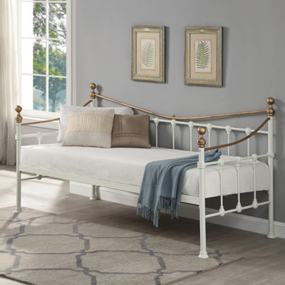 SlumberWorx Newnham Classic Victorian Style Living Room Bedroom White Metal Day Bed Frame from B&Q