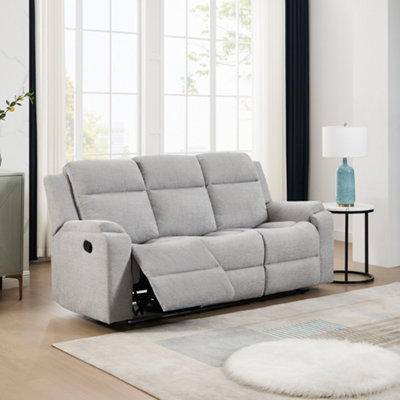 More4homes Orka 3 Seater Fabric Manual Recliner Sofa Grey