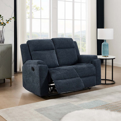 More4homes Orka 2 Seater Fabric Manual Recliner Sofa Blue