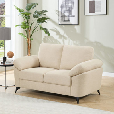 More4Homes Malmo 2 Seater Sofa Modern Scandi Style Fabric Living Room Sofa (Beige) from B&Q