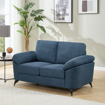 More4Homes Malmo 2 Seater Sofa Modern Scandi Style Fabric Living Room Sofa (Blue) from B&Q