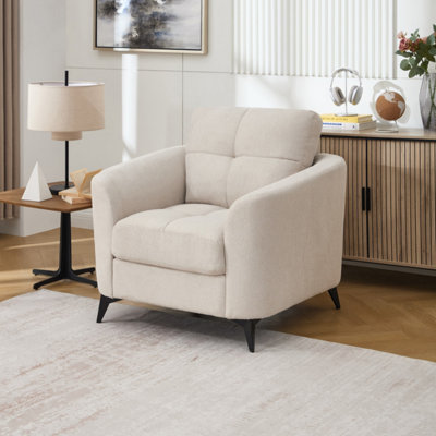 More4Homes Solna Modern Scandi Style Fabric Living Room Chair (Beige) from B&Q