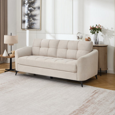 More4Homes Solna 3 Seater Scandi Style Fabric Living Room Sofa (Beige) from B&Q