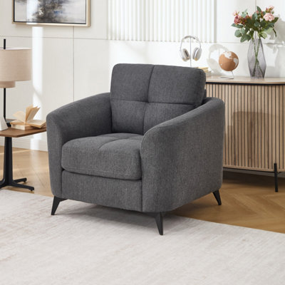 More4Homes Solna Modern Scandi Style Fabric Living Room Chair (Charcoal) from B&Q
