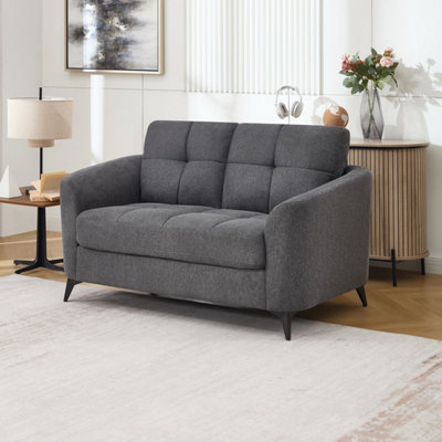 More4Homes Solna 2 Seater Scandi Style Fabric Living Room Sofa (Charcoal) from B&Q