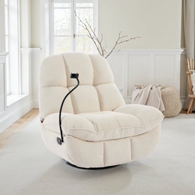 B&Q -  Chicago Swivel & Rocker Manual Recliner Chair In Beige Boucle