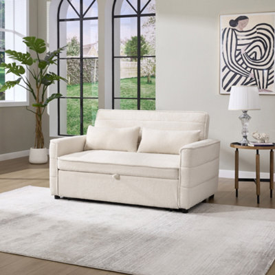 More4Homes Jasper Sofa Bed Pull Out Clic Clac 2 Seater In Boucle (Beige) from B&Q