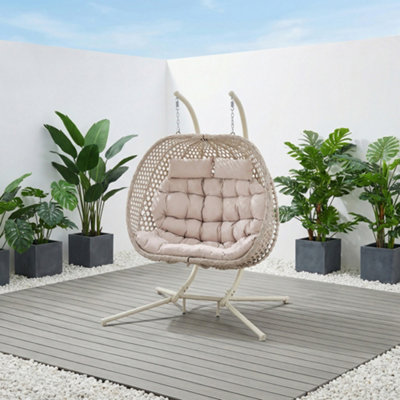 More4Homes Sicily Double Hanging Rattan Egg Chair In Beige from B&Q