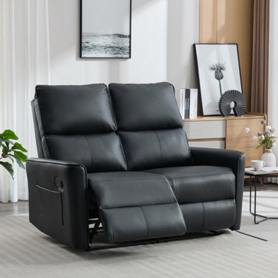 B&Q -  Madrid 2 Seater Manual Recliner Air Leather Sofa (Black)
