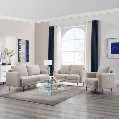 More4Homes Sofia 1+2+3 Seater Fabric Sofa Set Beige from B&Q
