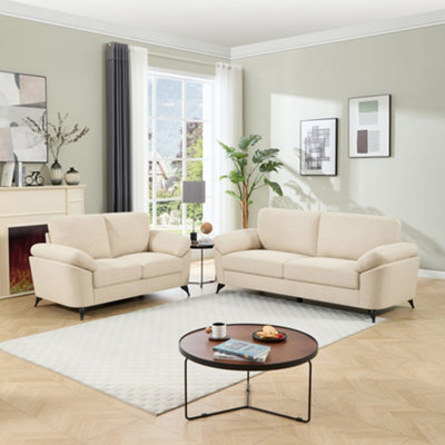 More4Homes Malmo Modern Scandi Style Fabric Living Room 2+3 Seater Sofa Set (Beige) from B&Q