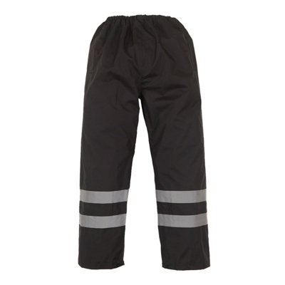 B&Q Yoko Mens Hi-Vis Waterproof Contractor Over Trousers Black/Orange