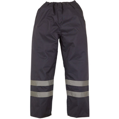 B&Q Yoko Mens Hi-Vis Waterproof Contractor Over Trousers Black/Orange