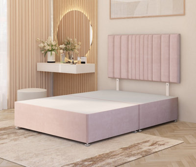 B&Q -  Somnior Alexas Plush Velvet 3Ft Single Divan Bed Base With Upholstered Headboard Pink