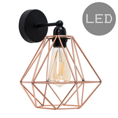 Valuelights Cambourne Black Indoor Wall Light And E27 Pear Led 4W Warm White 2700K Bulb from B&Q
