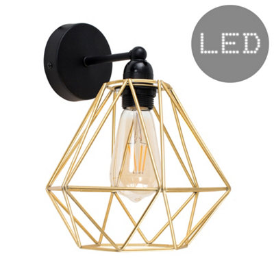 Valuelights Cambourne Black Indoor Wall Light And E27 Pear Led 4W Warm White 2700K Bulb from B&Q