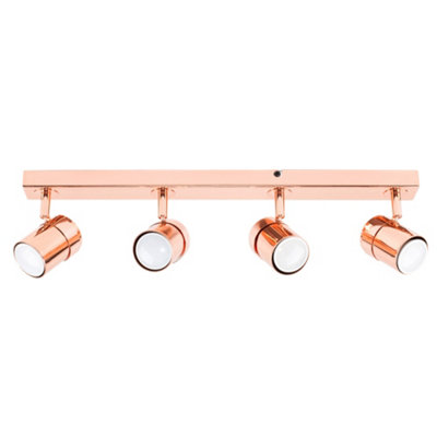 Valuelights Rosie Copper Ceiling Bar Spotlight And Gu10 Spotlight Led 5W Warm 3000K Bulbs White