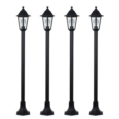 B&Q -  Mayfair 4 X Traditional Victorian Style 1.2M Black Ip44 Outdoor Garden Lamp Post Bollard Lights With Led Gls Bulbs