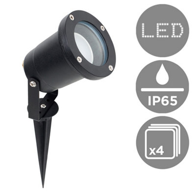 Valuelights Derwent 4 Pack Modern Ground Spike Wall Mount Ip65 Rated Outdoor Lights In Black Finish