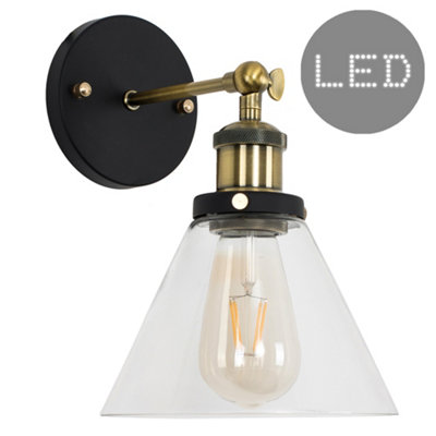 B&Q -  Norton Black Indoor Wall Lantern And E27 Pear Led 4W Warm White 2700K Bulb