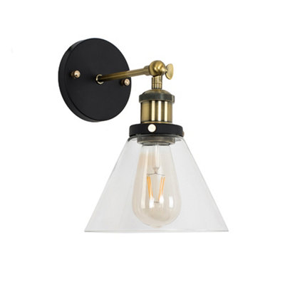 B&Q -  Norton Black Indoor Wall Lantern And E27 Pear Led 4W Warm White 2700K Bulb