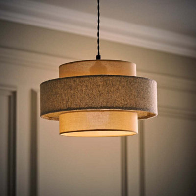 Valuelights Weaver Cream/grey Herringbone Ceiling Lamp Shade And Bulb from B&Q