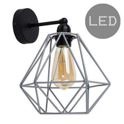 Valuelights Cambourne Black Indoor Wall Light And E27 Pear Led 4W Warm White 2700K Bulb from B&Q