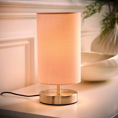 Valuelights Francis Pair Of - Chrome Touch Dimmer Bedside Table Lamps With Shades With Led Bulb Pink/Light
