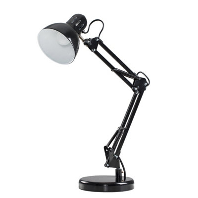Valuelights Monda Retro Designer Style Adjustable Black Metal Bedside Desk Table LampIncludes 4W Led Golfball Bulb 3000K from B&Q