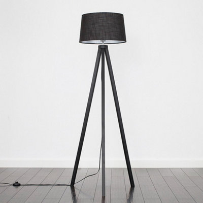 Valuelights Barbro Black Tripod Floor Lamp With Linen Tapered Shade And Bulb from B&Q