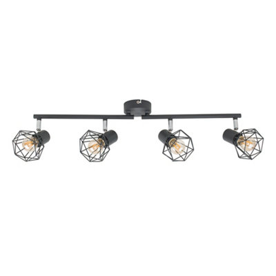 Valuelights Angus Ceiling Bar Spotlight And E14 Golfball Led 4W Warm 2700K Bulbs Grey/White