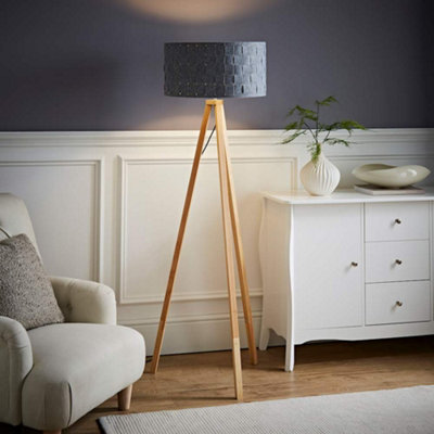 Valuelights Barbro Natural Tripod Floor Lamp With Felt Weave Shade from B&Q