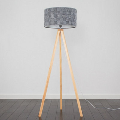 Valuelights Barbro Natural Tripod Floor Lamp With Felt Weave Shade And Bulb from B&Q